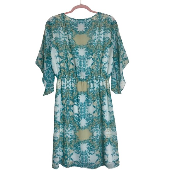 Antonio Melani Womens Dress Size 8 Blue & Beige Baroque Print Polyester - Picture 7 of 10